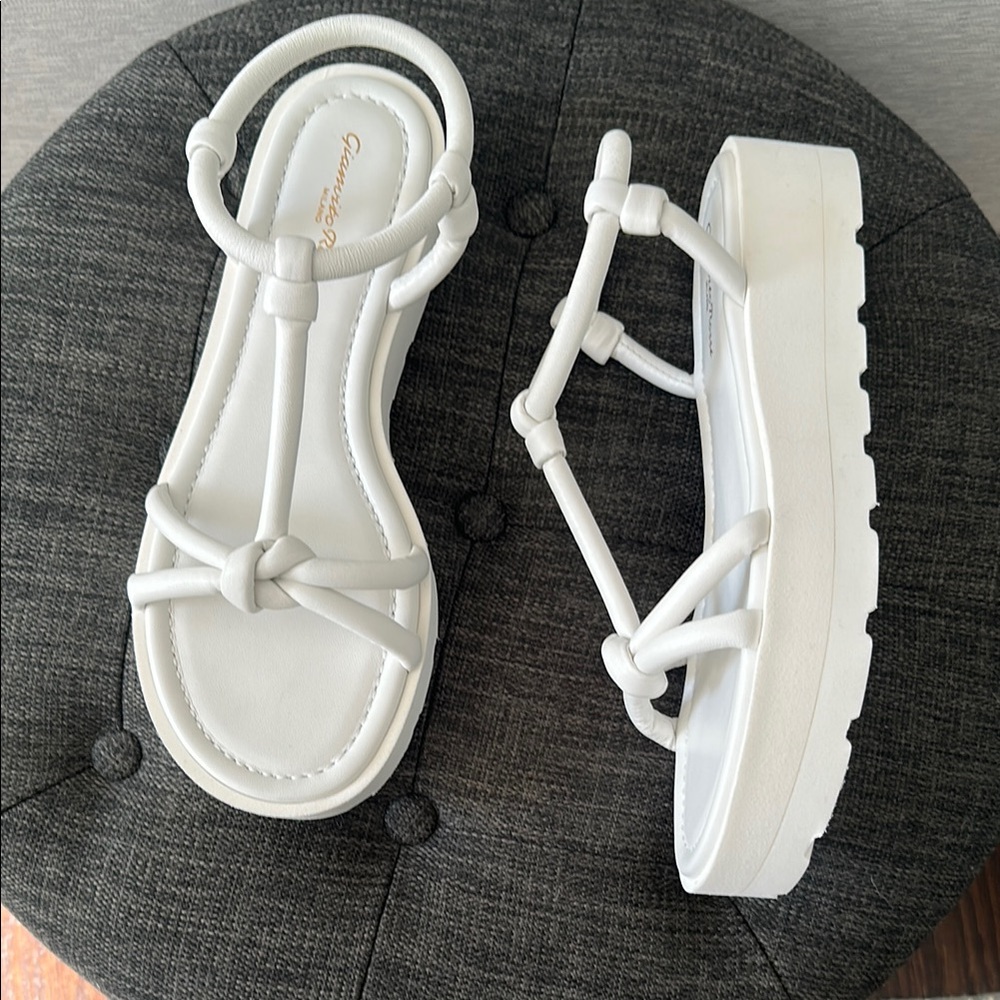 Gianvito Rossi White Platform Sandals with Ankle Strap - Picture 7 of 12